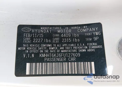 2015 Hyundai Genesis 3.8 Base из США, поврежденный, VIN KMHHT6KJ6FU127609